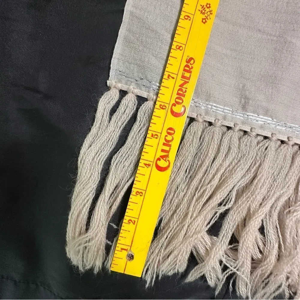 Stylish Vintage Silk Beige and Silver Floral Wrap Shawl Scarf Stole 66”x46”